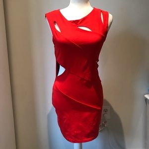 Bebe orange mini cutout dress size M